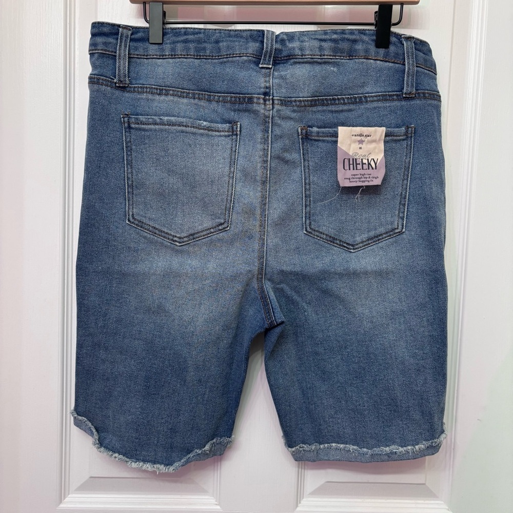 Mid Wash Distressed Denim Shorts | Vanilla Star 16 - Picture 8 of 11